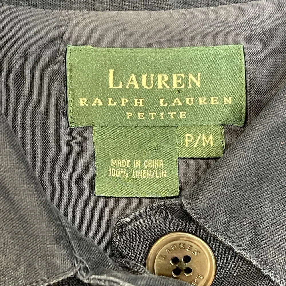 Lauren Ralph Lauren Women's Navy Linen Jacket Size Medium Petite
